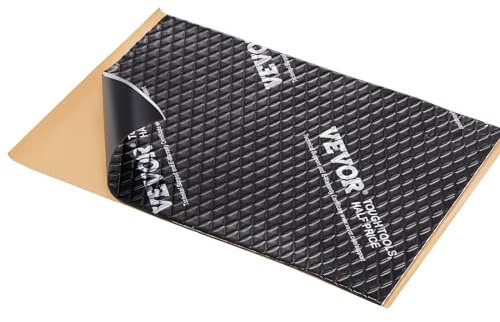 VEVOR Tapis d'Isolation Phonique 2 mm Insonorisation Voiture 0,9 m² Matériau Insonorisant d'Automobiles en Caoutchouc Butyle 368,3x254 mm Tapis Isolant Thermique Structure à 3 Couches pour Voitures