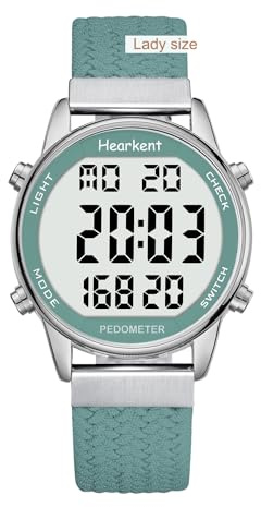 Montre podomètre pour Femme - Montre de Suivi des Pas avec Compteur de Calories - sans Bluetooth - Écran LCD à Grands Chiffres - Montre de Sport avec Compteur de Pas pour la marche-Hearkent-2401