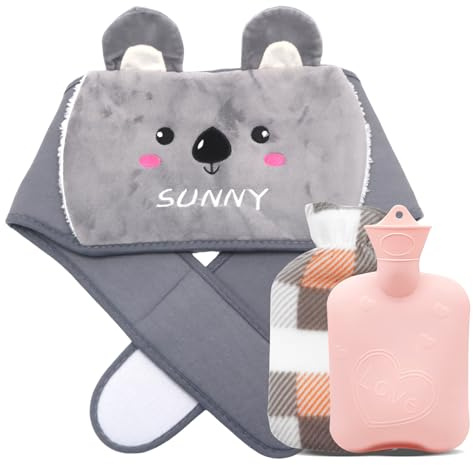 3PCS Fluffy Wrap Around Hot Water Bottle for Period Pain Relief, Wearable for Waist, Back, Neck, Shoulders (Grey)