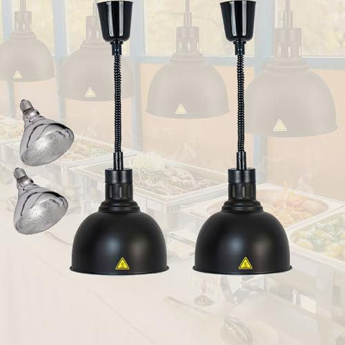DBMGB Lampe Chauffe-Plats Buffet, 19/25cm Lampe Chauffante Restaurant Commerciale avec Ampoule 250w, Chauffe-Aliments de Cuisine pour Buffet Pizza Au Bifteck (2, 25cm)