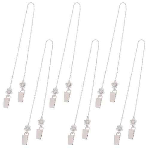 CHGCRAFT 6 Stücke Legierung Serviette Klamme Serviettenhalter Kette Taschentücher flexible Taschentücher Papierklammern für Restaurants Mahlzeiten, Zahnmedizin, Altersversorgung Platin, 19,9 Zoll