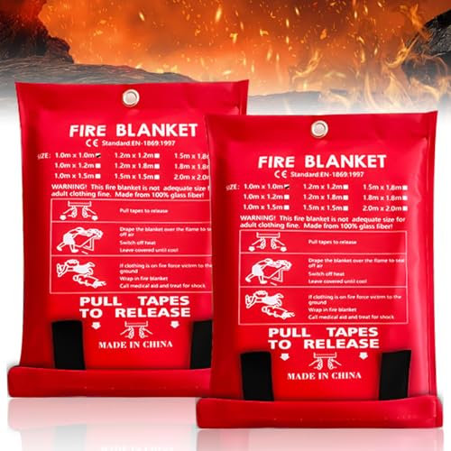 2 coperte antincendio, 150 x 150 cm, coperta antincendio in fibra di vetro, coperta antincendio per design di sicurezza accidentale per cucina, camino, barbecue, auto, campeggio, casa, roulotte