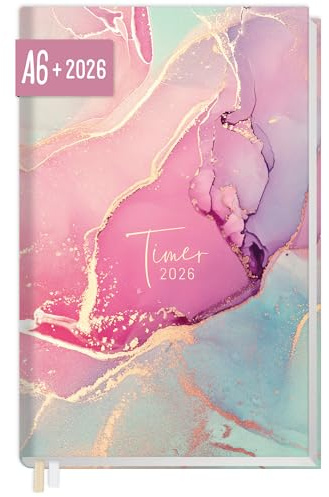 Häfft® Chäff-Timer Mini Taschenkalender 2026 A6+ “Silky Pink” Terminplaner klein mit 1 Woche auf 2 Seiten, Wochenplaner, Kalender, Organizer - nachhaltig & klimafreundlich