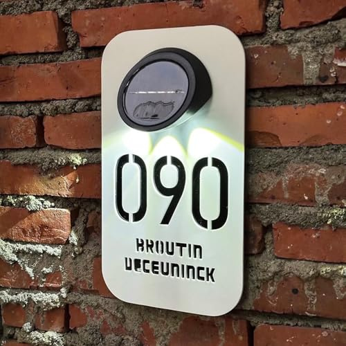 Números solares modernos personalizados de casa para exteriores, letrero de dirección solar personalizado con iluminación LED, corte láser 3D, placa de números de casa de acrílico para jardín, patio,