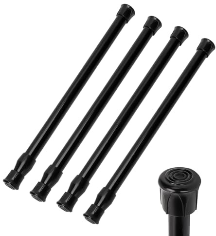 Hapivida Barra de Cortina Telescópica, Barra Telescópica Ducha con Tensión Ajustable de Acero Negro de Alto Contenido de Carbono Fácil de Ajustar para Baño Armario Cocina Balcón (40 – 70 x 4 piezas)