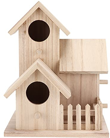 Birdhouse a Tre Camere, Nido da Giardino di Paulownia con Colore in Legno per Uccelli Selvatici, Realizzato in Materiale di Alta qualità, Offre un Grande riparo. (tre stanze)