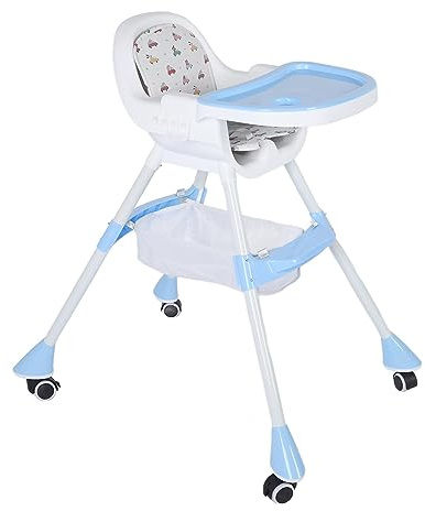 Seggiolone Trasformabile per Bambini, Seggiolone Multifunzionale Portatile Salvaspazio con Ruote Silenziose per Bambini Piccoli per Interni (BLUE)