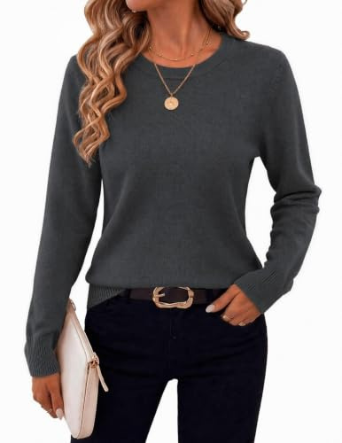 Hotouch Pullover Damen Herbst Winterpullover Langarm Elegante Strickpulli | Einfarbig Gestrickt Sweatshirt，Regular Fit Knit Sweater，S-XXL