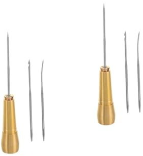 DOITOOL 2 Juegos Punzón de Coser para Reparación de Cuero con Mango Ergonómico y Agujas de Repuesto Herramienta Práctica para Reparación de Zapatos y Artículos de Cuero