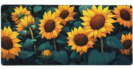 Tapis de Souris XXL Tournesol 500 x 250 mm, Base en Caoutchouc Antidérapante Fleur Tapis Souris Etendu, Surface Nanotextile de Haute Précision Améliore la Mousepad Durable avec et la Vitesse M1251