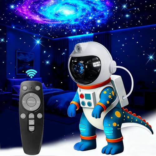TABKSOLA Galaxy Projecteur avec astronaute dinosaure, 8 modes d'éclairage, minuterie et télécommande, idéal pour plafond de chambre à coucher, cadeau parfait pour enfants et adultes
