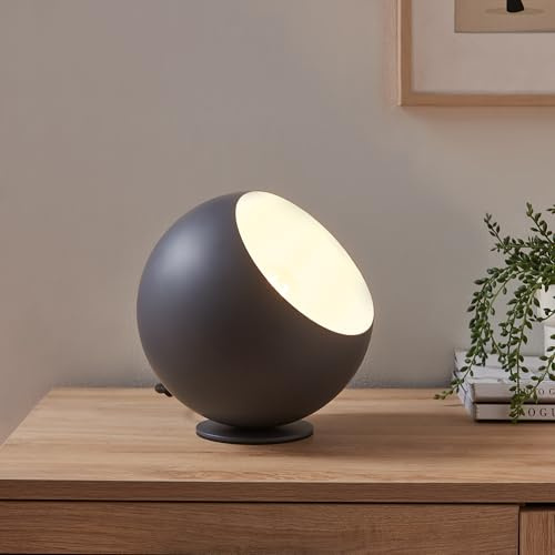 lux.pro Tischlampe Lukkodso Nachttischlampe Leselampe Ø20 x 20 cm Tischleuchte Schlafzimmerlampe 1xE27 Kugellampe für Wohnzimmer Büro Schlafzimmer Metall Grau