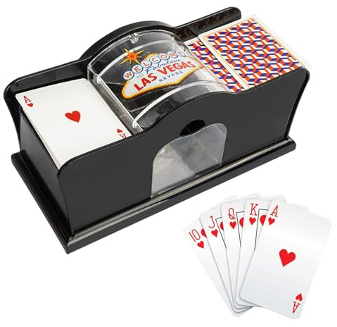YUNYODA Automatischer Kartenspielmischer Manueller Kartenmischmaschine für 1-2 Kartenspiele, Schwarz Karten Mischgerät Leise, Geeignet für Poker, UNO, Blackjack, Skip-BO