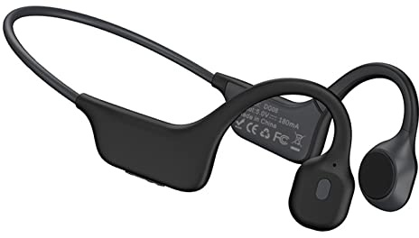 Naroote Bone Conduction Lightweight Headphone for Outdoor Sports Sweat Resistant Wireless Earphone for Child, Youth, Elderly BT 5.0 Earhanging Headset Black