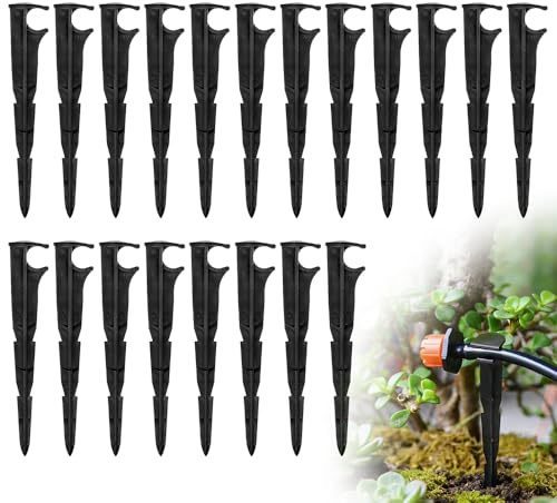 Riisoyu 20 Pezzi Picchetti di Supporto per Irrigazione a Goccia, 16mm Picchetti Tubo Irrigazione Goccia Supporto per Gocciolamento Tubo in Plastica Resistenti per Ortaggi Aiuole Piante Tubi Giardino