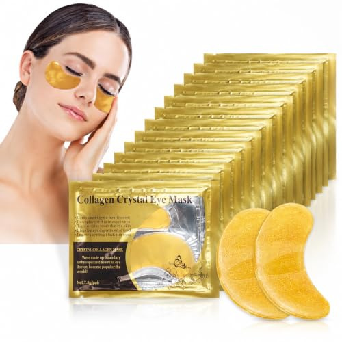 24 Paires 24K Gold Masque Pour Les Yeux patch, Patch Yeux Anti Cernes en Gel, Patchs pour Les Soins des Yeux, Hydratant et Apaisant, Réduit Yeux Poches, Améliore l'apparence de la zone des yeux ﻿