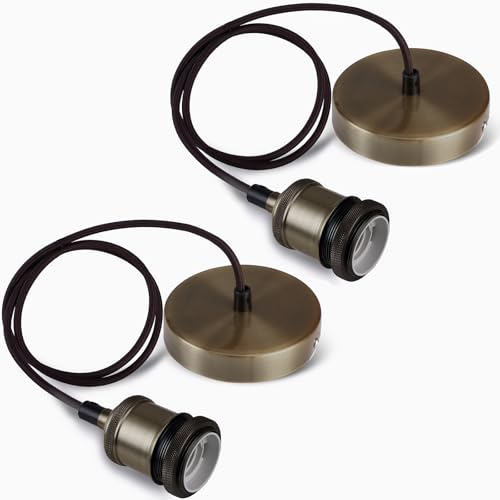 Seruno X E27 Lampenfassung Vintage mit Kabel Bronze, 2 Stück