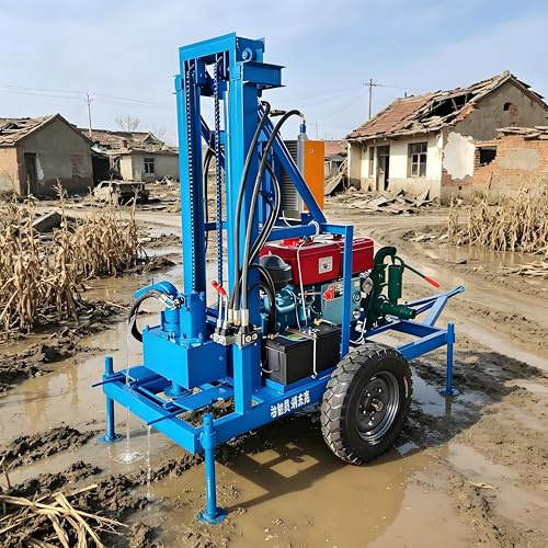 Plateforme de forage hydraulique de puits d'eau de 150 m, machine de forage de puits portable pour la maison, le bricolage, l'irrigation de petite ferme et les projets d'approvisionnement en eau hors