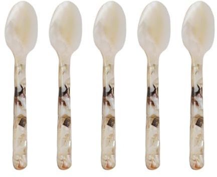 KIXZSAZ 5 cucharas para helado de huevo de caviar, exquisita nácar, 5 piezas de cucharas de nácar, de caviar de ABS y