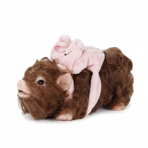 FewNvWa Pig Spieltier Puppe Kuscheltier Figur Angenehm Flexibel mit Rucksack Zubehör für Kinder Fantasiespiel Wohnung Arbeitsbereich Freizeit Unterwegs