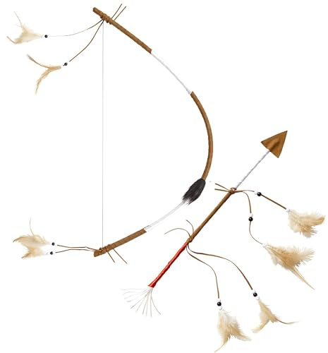 W WIDMANN MILANO Party Fashion - Pfeil und Bogen Set, 60 cm | Indianer-Kostümzubehör mit Federdetails für Karneval, Western- und Indianer-Verkleidungen