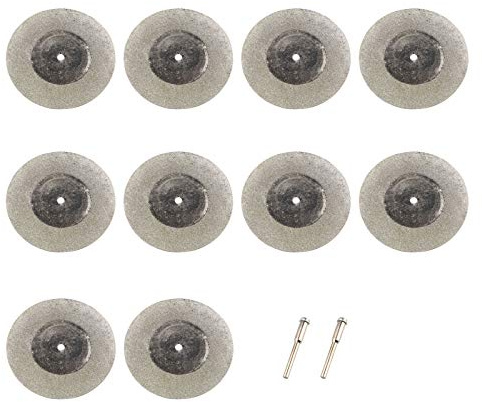 HALJIA 50mm Dischi Diamantati Mini [ 10 Pezzi ] di Tagliante per Taglio Vetro, Gemma di Pietre Preziose e Asta Asse [ 2 Pezzi ]
