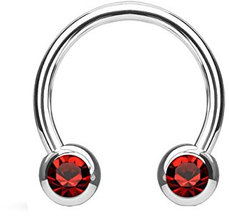 beyoutifulthings Hufeisen-Ring 2 ZIRKONIA Universal-Piercing Brust Nippel Nase Septum Ohr Helix Cartilage Edelstahl Silber 1,2/1,6mm 10/12mm