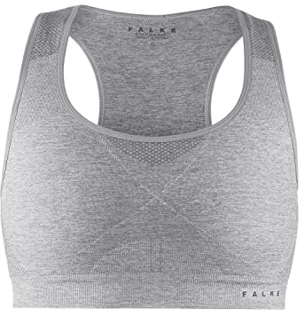 FALKE Sujetador Deportivo sin Costuras, Madison Melange Low Support - Top con Tirantes Anchos, Fibra Funcional, 1 Pieza, Color Gris, Talla: S