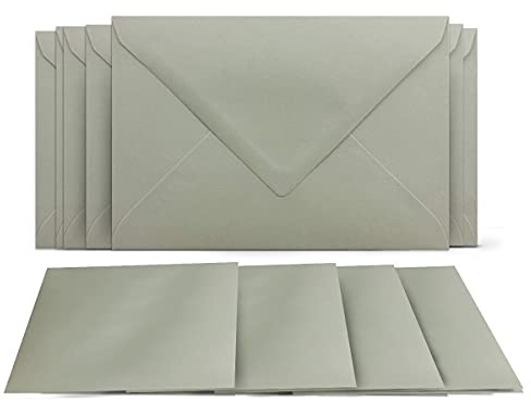 25 Klappkarten mit Umschlägen Set Schiefergrau - DIN A6 Blanko Doppelkarten 14,8 x 21 cm (160 g/m²) - DIN C6 Umschlag 11,4 x 16,2 cm (80 g/m²) Nassklebung - Grußkarten Einladungskarten Hochzeit