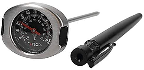 Taylor Pro Meat Thermometer Probe, Chef Kitchen Temperature Gauge with Protective Cover, Stainless Steel, 20°F to 220°F Range,Black,15.5 x 4.5 x 3.5 cm