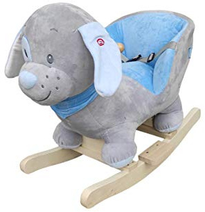 The Rocking Horse Co. - Rocking Dog/Puppy - Plush Finish - Complete with Sounds - On solid wood rockers