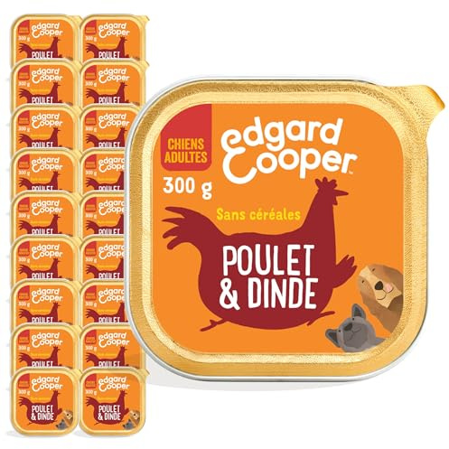 Edgard & Cooper Nassfutter für Hunde, (Huhn & Truthahn, 300 g x 18), ohne Getreide, frisches Fleisch und hochwertige Proteine, echte Zutaten für Hunde, hypoallergen, ohne Zuckerzusatz
