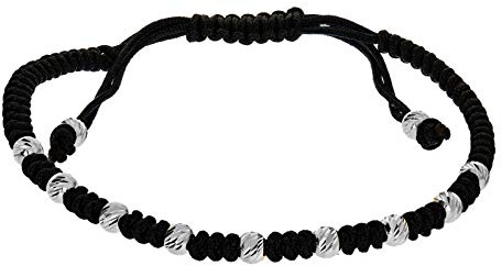 Stella-Jewellery Geflochten Armband mit 585er Weißgold Kugel Armkette Armschmuck Kreis inkl. Etui