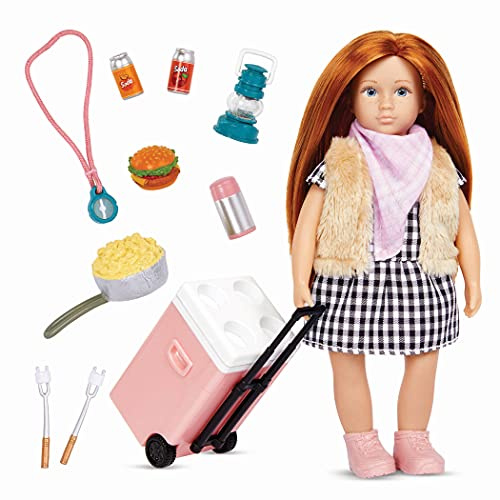 Lori Jessas Campingset – Mini-Puppe mit Kühlbox und Zubehör | Mit Jessa, Outfit, Kühlbox, Laterne, Karte, Kompass und Spielsnacks. Bewegliche Mini-Puppe, Campingset, 3+ Jahre