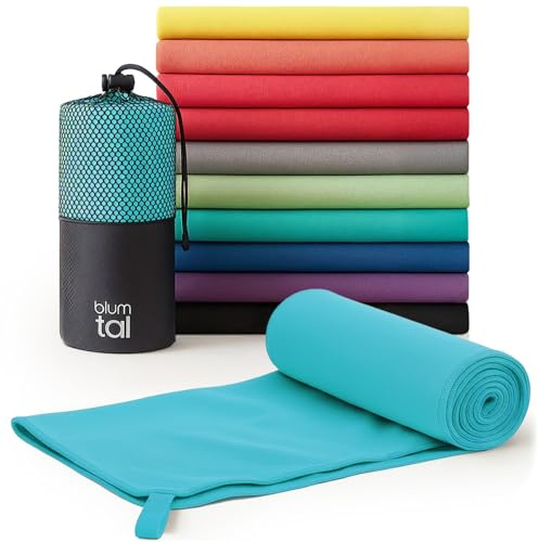 Blumtal Mikrofaser Handtuch 140x70 cm leicht & extra saugstark - schnelltrocknende Microfaser Handtücher - Fitness Handtuch/Mikrofaser Strandtuch/Gym Towel - Reisehandtuch kompakt - Petrol