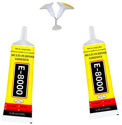 YiJieWZT E-8000 Pegamentos adhesivos multifunción, súper pegamento adecuado para reparación de pantalla de teléfono, madera, joyería (15 ml, 2 paquetes)