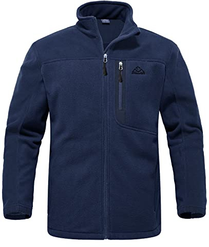 Rdruko Men's Fleece Jackets Full Zip Lightweight Outdoor Hiking Jackets Winter Coats(Full Navy, US L)