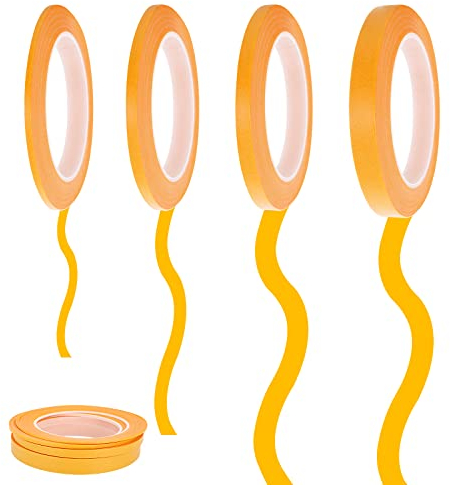 Abeillo 4 rollos de cinta de pintor, 1.5mm/3mm/6mm/1.26cm x50 m Cinta de pintor de línea fina, cinta autoadhesiva de línea fina, cinta de pintor para pintar y decorar