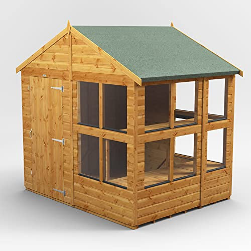 Powersheds High Grade Premium Apex Potting Potting Greenhouse Wooden Shed with Security Features, PVC Window sills, Door & Window Flexibility, made from 12mm Extra Thick Timber & Toughened Glass