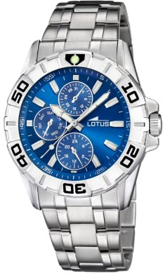 LOTUS Reloj Hombre Analógico de Acero Inoxidable 316l Plateado | Movimiento de Cuarzo, Cristal Mineral de Alta Resistencia, Resistente al Agua 10 ATM, Multifunción 18831/2 Special Prices
