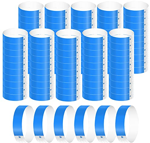 KINBOM 1000 Piezas Pulseras Identificativas, Resistente al Agua Pulseras de Papel para Eventos Pulseras de Entrada Pulseras Papel Festival para Fiestas Festivales de Música Conciertos Concursos (Azul)