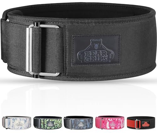 Bear Grips 3-lagiger Gewichthebergürtel, sichere Verriegelung, Gewichtheber-Gürtelschnalle, perfekter Gymnastikgürtel, Kniebeugengürtel, Kreuzhebegürtel, Gewichthebergürtel für Rückenstütze, klein