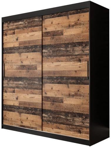 KRYSPOL Schiebetürenschrank Old Style T 180 cm Kleiderschrank Einlegeboden Schlafzimmer- Wohnzimmerschrank Schiebetüren Modern Design (Schubladen: 4)