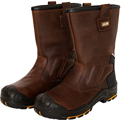 JCB - Denstone Brown Rigger Boot - 100% Metal Free - Boots for Men - Waterproof - Fibreglass Toecap - Men Shoes - Men's Work & Utility Footwear - 10