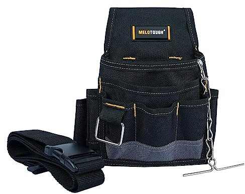 MELOTOUGH Bolsa para herramientas de electricista con clip para cinturón, cadena de cinta eléctrica, organizador de herramientas de múltiples bolsillos para técnico, mantenimiento, HVAC