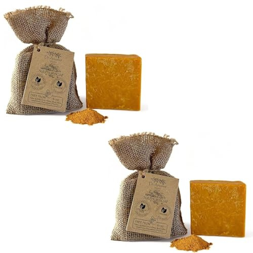 Dr.Ancient Jabón de Azufre, Orgánico Natural Vegano Tradicional Hecho a Mano Antiguo - Antibacteriano, Eficaz Para el Acné - Absolutamente Sin Químicos Jabón natural puro 140 g (Paquete de 2)