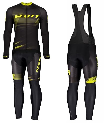 assocauicy Conjunto Ciclismo Hombre Manga Larga,Ropa Ciclismo Invierno Pantalones con 3D para Almohadillas De Gel