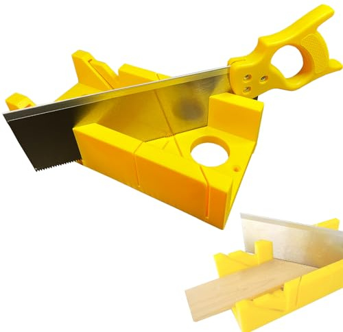 Luexian Mitre Box and Saw Set for Crafting,12 Inch Mitre Box with 14 Inch Back Saw,Reinforced Steel Back Saw for Woodworking,Preset Cutting Box with 45 Degree Cutting Guide for Molding Trim