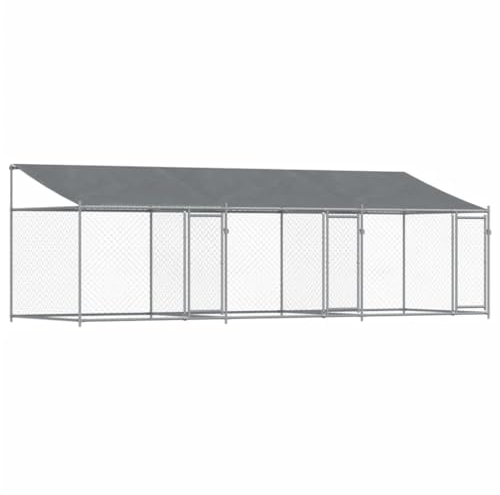 vidaXL Hundezwinger mit Dach und Türen Grau 6x2x2 m Verzinkter Stahl