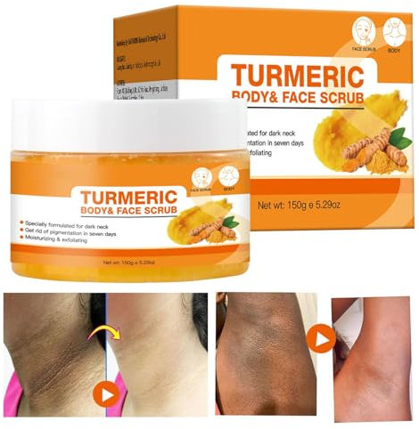 Brightening Turmeric Scrub, Scrub Turmeric Body, Body Scrub Moisturizing, kin Exfoliator with and Oil Gently Exfoliate Face Body Hand and Foot Scrubing Moisturizing Body Skin Care